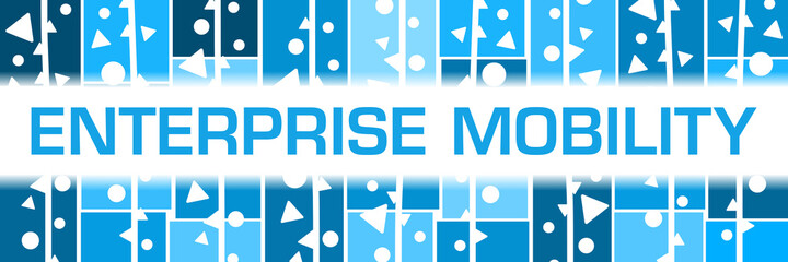 Enterprise Mobility Blue Squares White Dots Triangles Horizontal Text 