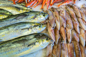 Fish stall at the market. Catania, Sycily, Italy