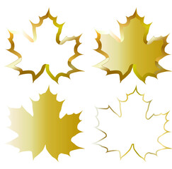 vector set of maple leaves. flat image of four golden leaves.