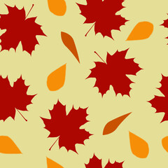 vector pattern with maple leaves. autumn falling leaves pattern flat image