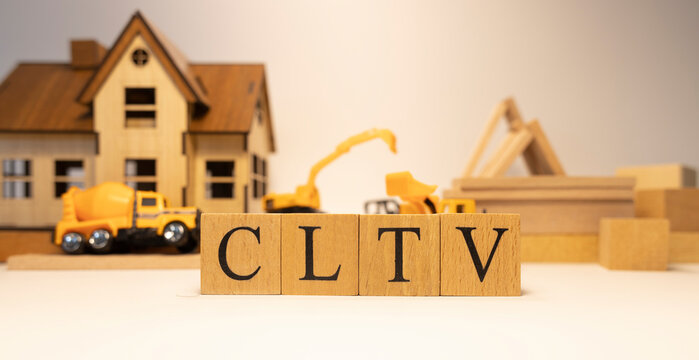 CLTV was created from wooden cubes. Finance and Banking.