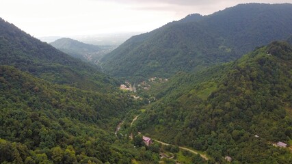Naklejka na ściany i meble Aerial drone view of nature in Georgia