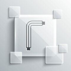 Grey Tool allen keys icon isolated on grey background. Square glass panels. Vector