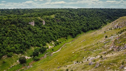 Aerial drone view of a valley in Moldova