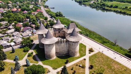 Aerial drone view of Soroca Fort in Moldova