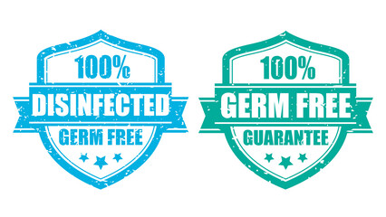 Disinfected area sign, germ free guarantee label