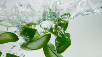 Aloe vera falls in the water.