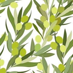 Olives seamless pattern, abstract repeated background. Vector illustration
