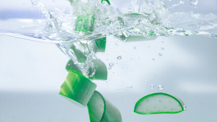 Aloe vera falls in the water.