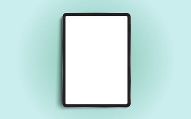 Black 3D realistic tablet PC mockup frame with front view blank screen. - obrazy, fototapety, plakaty