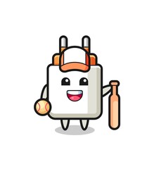 Cartoon character of power adapter as a baseball player