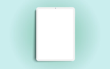 White 3D realistic tablet PC mockup frame with front view blank screen.