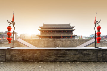 Yongning Gate Arrow Tower, Ming Dynasty City Wall, Xi'an, China.