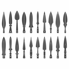 vector monochrome icon set with ancient spearhead for your project