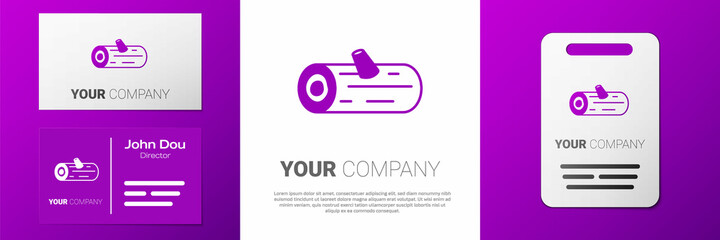 Logotype Wooden logs icon isolated on white background. Stack of firewood. Logo design template element. Vector