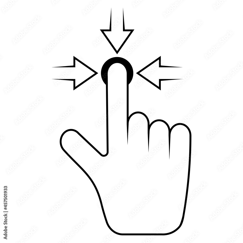 Poster Click here the hand icon with the button pointer finger and arrow
