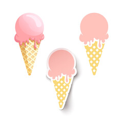 Set of ice cream in different styles