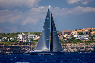 Maxi yacht sailing in the mediterranean sea