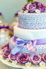 cake with violet flowers