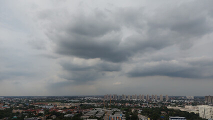 Dark clouds covered Bangkok before the rain came.