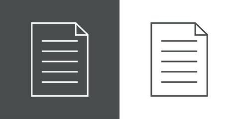 Icono plano hoja de papel con lineas en fondo gris y fondo blanco © teracreonte