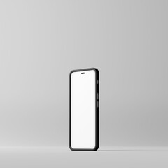 Smartphone mockup with blank white screen on a white background. 3D Render