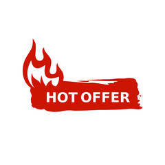 red hot offer banner with fire