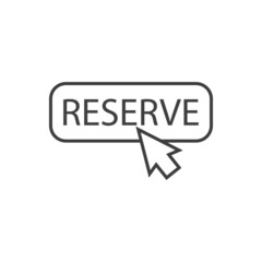 Logotipo con texto Reserve en cuadrado con flecha con lineas en color gris