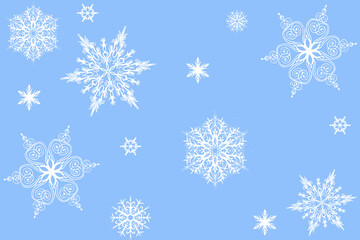 set of snowflakes. blue christmas background with snowflakes, christmas background with snowflakes, blue christmas background