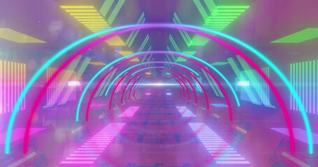 Image of pink and blue neon tunnel background