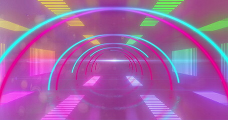 Image of pink and blue neon tunnel background
