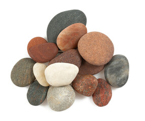 sea pebbles isolated on white backrgound