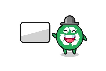 recycling cartoon illustration doing a presentation