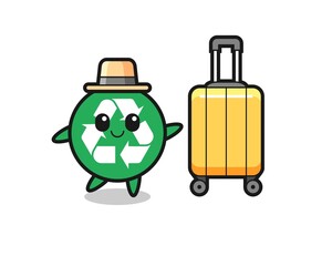 recycling cartoon illustration with luggage on vacation