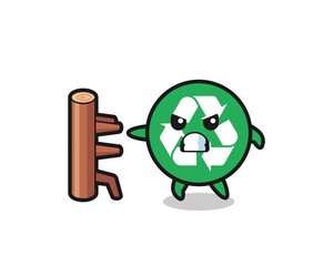 recycling cartoon illustration as a karate fighter