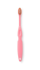 Pink toothbrush on isolated white background
