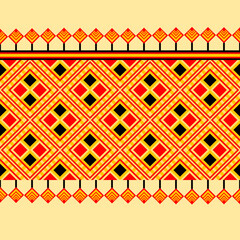 Geometric ethnic oriental seamless pattern traditional Design for background,carpet,wallpaper,clothing,wrapping,Batik,fabric,Vector illustration.embroidery style.