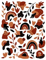 seamless pattern with nature. symbolism. print. natural motives. illustration.
