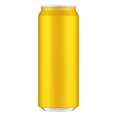 Mockup Yellow Metal Aluminum Beverage Drink Can 500ml. Template Ready For Your Design. Illustration Isolated On White Background. Product Packing. Vector EPS10