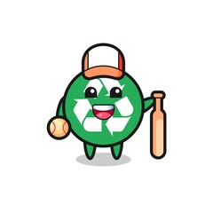 Cartoon character of recycling as a baseball player