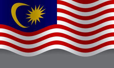 Malaysia flag wave flying on grey background vector