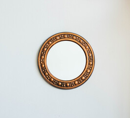 Mid-century modern copper wall plate, mirror isolated