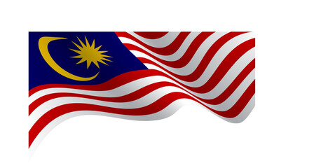 Malaysia flag wave flying on white background vector