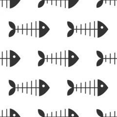 Foto op Plexiglas Zee Fishbone zwart-wit naadloze patroon.