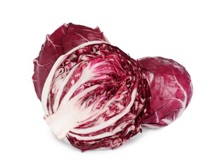 Obraz premium Whole and cut radicchios on white background