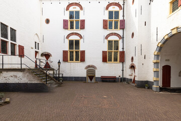 Courtyard of Ammersoyen Castle near the village of Ammerzoden, in the Bommelerwaard, Netherlands.