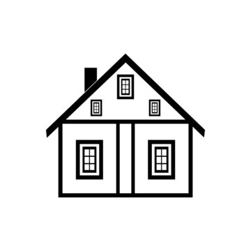 The icon of a residential building with stove heating with large and small windows on a white background.