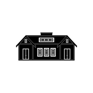 The icon of a residential building with an attic living space on a white background.