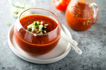 Traditional homemade Spanish gazpacho soup