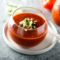 Traditional homemade Spanish gazpacho soup